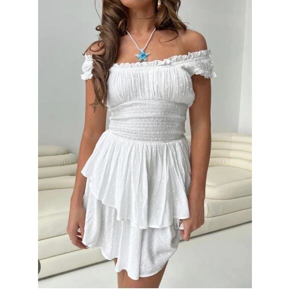 Princess Polly Love Galore White Romper Dress Size 6 Coquette Cottagecore - Picture 2 of 9